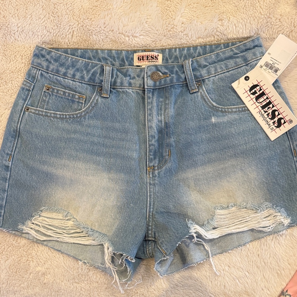 GUESS Women's Faded Blue Jean Shorts